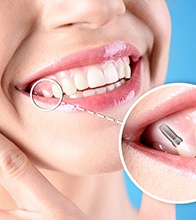 Concerned man touching his jaw